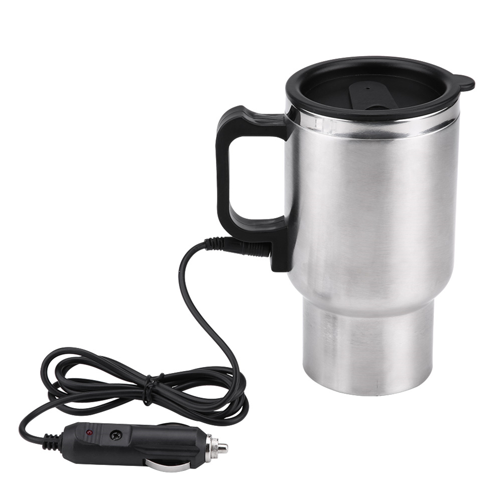 Car Heating Cup Travel Coffee Cup 12V Electric Heating Mug Stainless Steel Insulation Car Cup Charge Heat Mug