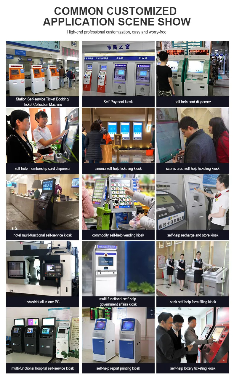 Self-Service Kiosk Touch Screen Industrial Lcd Screen Ticket Multifunction Self Service Report Collect Terminal Kiosk