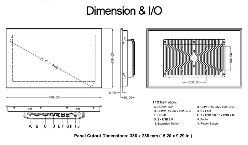Embedded Aio Touchscreen Computer , TPM 2.0 15.6" All In One Desktop Touch Screen