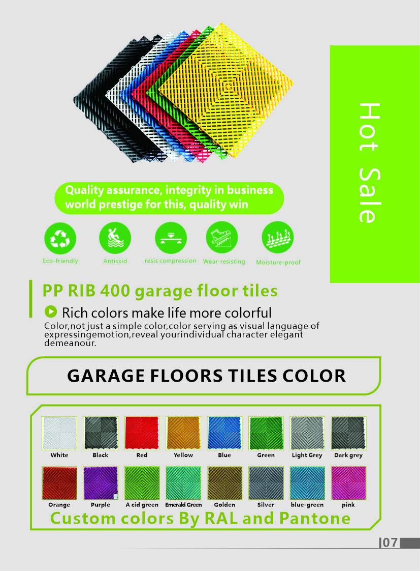 Heavy Duty Polypropylene Garage Flooring Ribbed Garage Floor Tiles