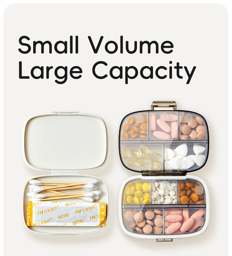 Travel Pill Organizer Box with Large Compartments Portable Pill Case Weekly Medicine Container for Vitamins Fish Oils Supplements