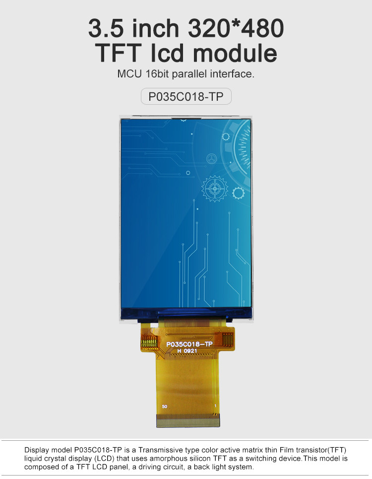 Polcd ILI9488 Display Tft Lcd 12 0'CLOCK 3.5 Tft Lcd Raspberry Pi 48.96mm