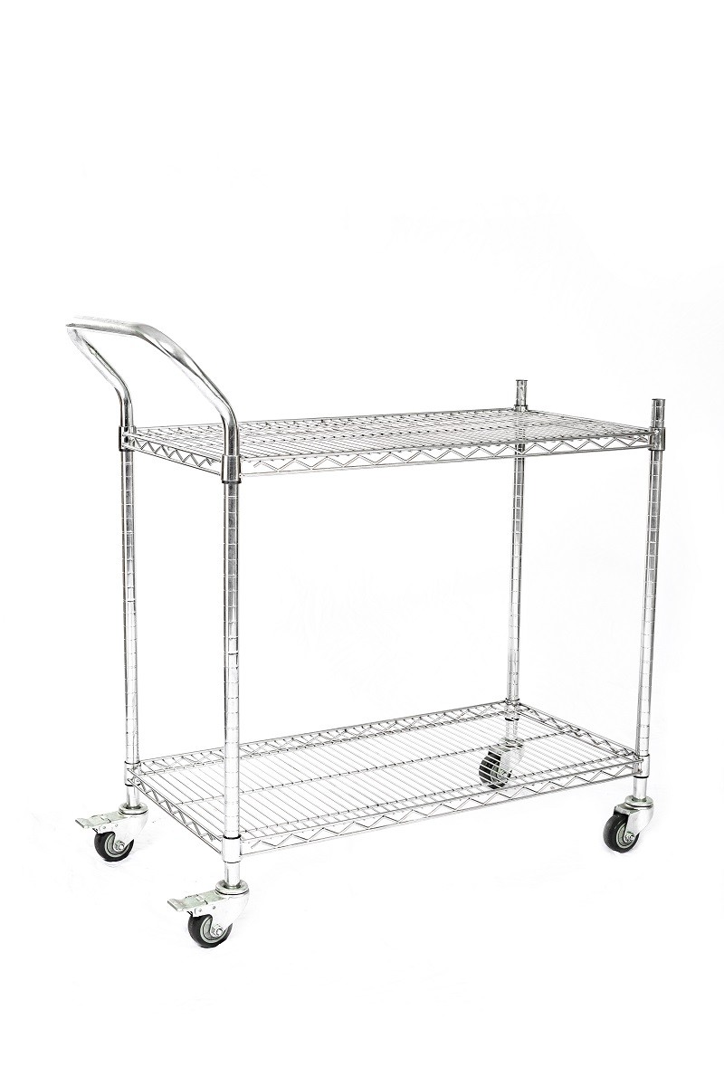 Customized Stainless Steel ESD Wire Shelf Trolley Cart Mesh Storage Antistatic Wire Trolley