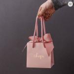 CMYK Small Wedding Ribbon Handle Gift Bags Thank You Paper Bag 300gsm