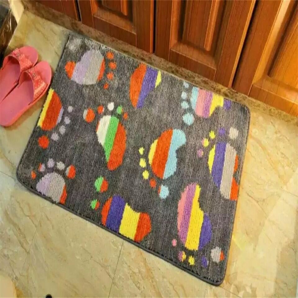 Polyester hand tufted pattern modern bath room mat with latex backing