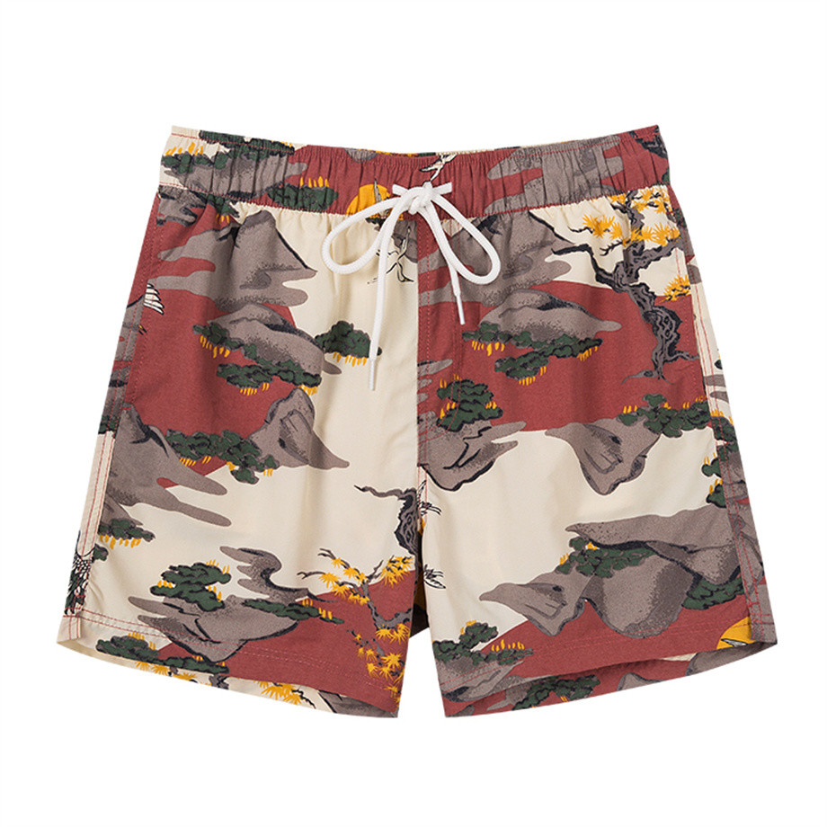 Custom Design Your Own Logo Sublimation Printed Waterproof Board Shorts Four Way Stretch Swim Trunks