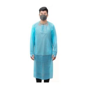China Personal Protective CPE Disposable Blue Lab Coats Gowns With Sleeves wholesale