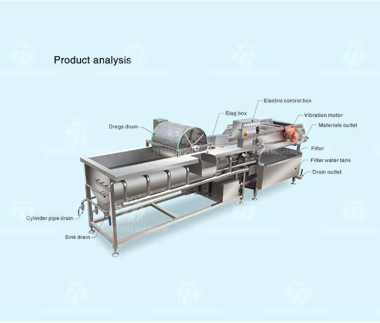 1000KG/H Supply of eddy current washing machine commercial fruit and vegetable washing machine drain spray vortex out