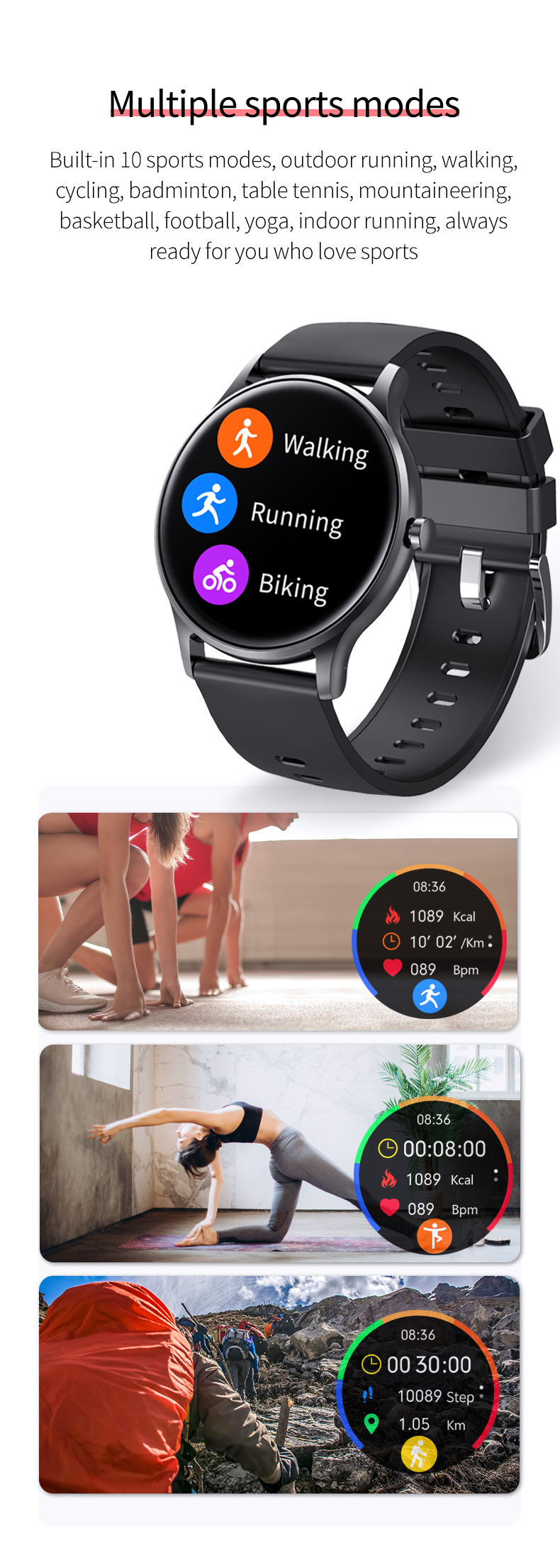 S33 1.28 Inch Round Screen Smartwatch With Heart Rate Real Time Monitoring