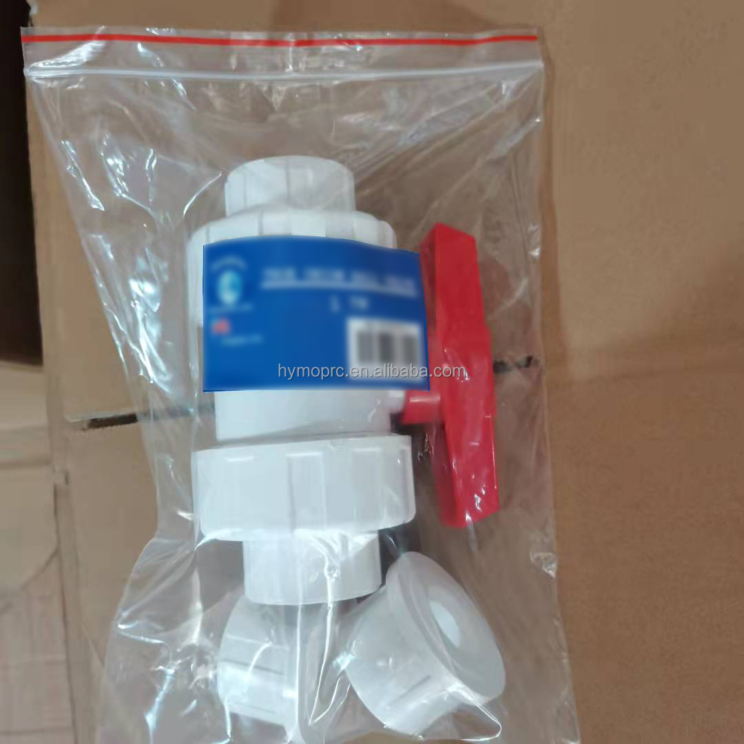 Socket/Thread Connection PVC High Pressure Ball Valve with Blue Handle in White Grey