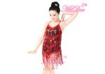 ODM Latin Dance Costumes Girl Sequin Tassels Red Dress Ballroom Dancing Dresses