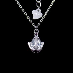 China Fashionable Sterling Silver Jewellery Anchor Sailor Mariner One Water Droplets Zircon Necklace wholesale