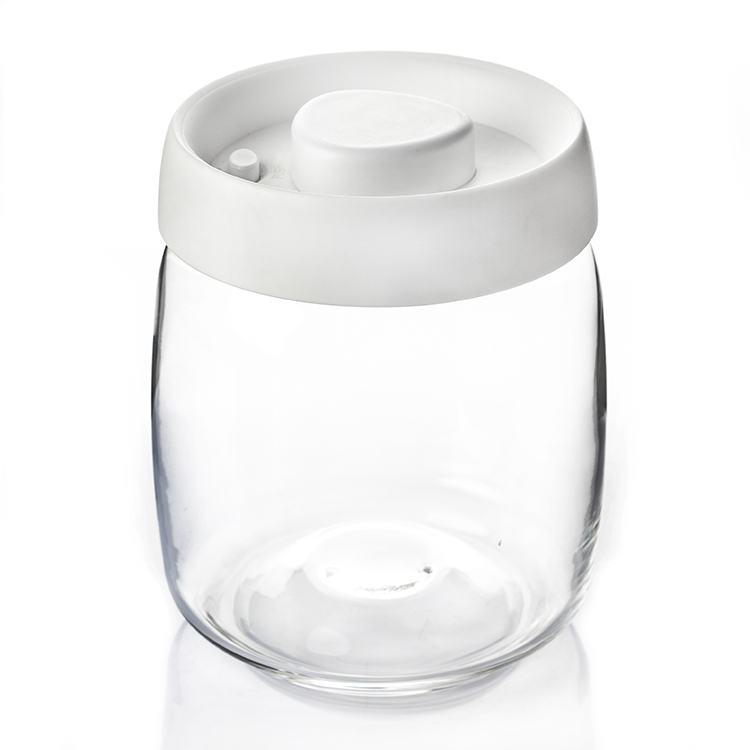 Wholesale Vacuum Jar Food Storage Canister Transparent Borosilicate Glass With Color Lid