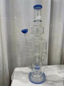 China Recycler Glass Bowl Pipe 14mm Double Bubbler Pipe wholesale