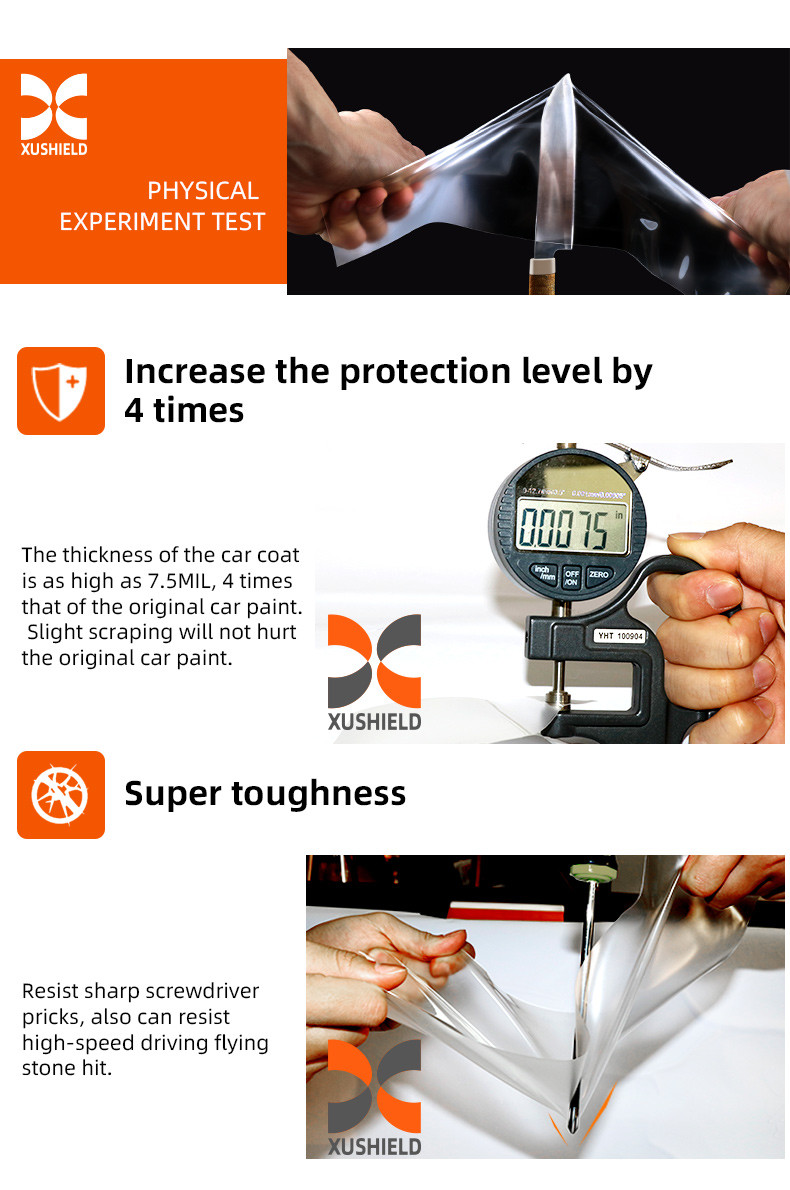 Xushield Ppf film 7.5Mil 6.5 Mil Anti Scratch Heat Repair Clear nano ceramic paint protection film TPU ppf for car