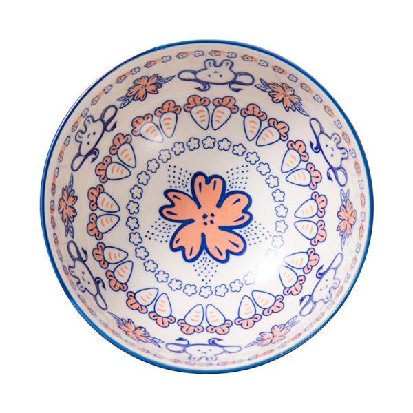 Ready To Ship In Stock Personalized Ceramic Bowls Gift Set Colorful Printed Under Glazed Kitchen 4pcs Soup 6.5 Inch 8 Inch