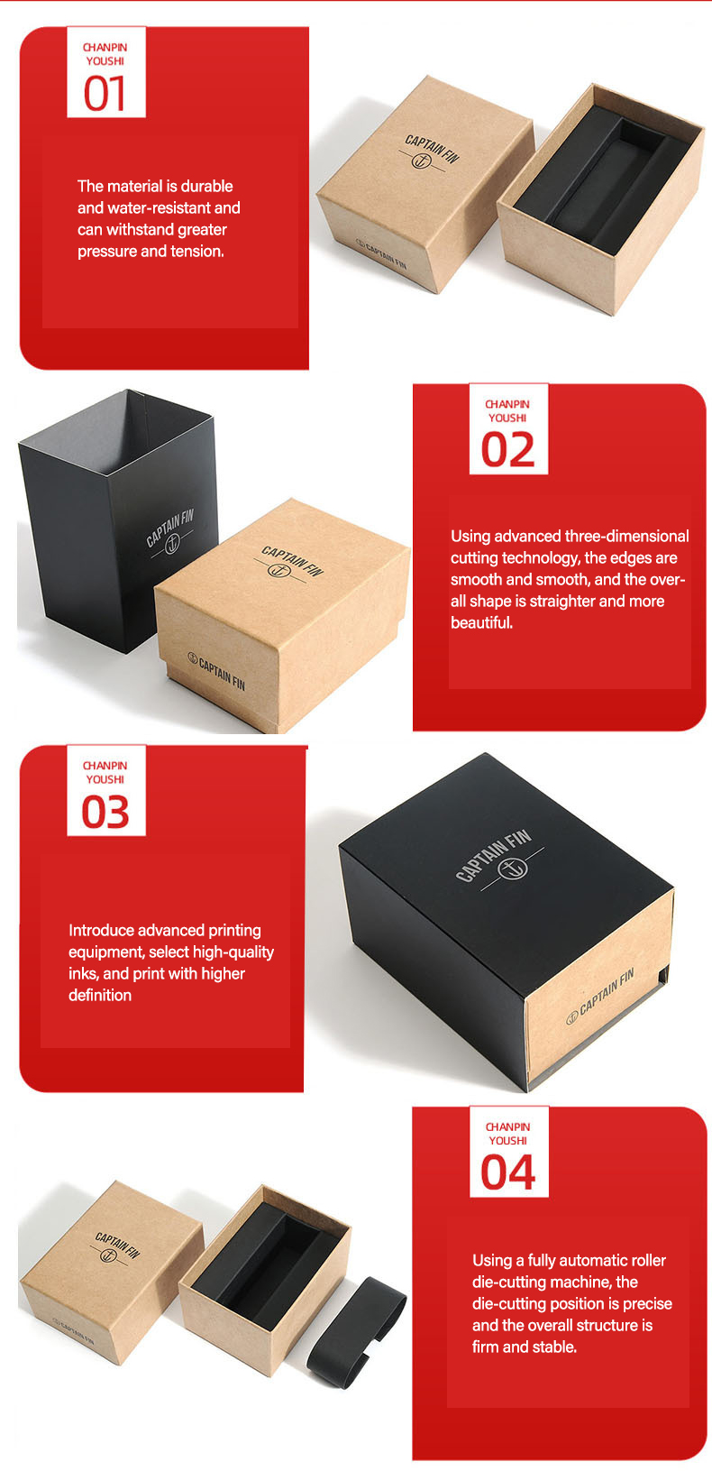 CMYK Rectangle Lid And Base Box Cardboard Paper Empty Wrist Watch Packaging Box