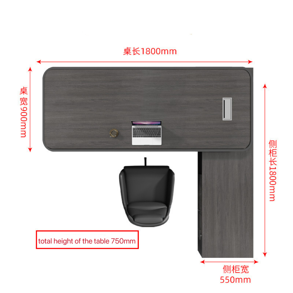 High Tech Black Boss Manager Office Table and Chair Combination for Customer Provided