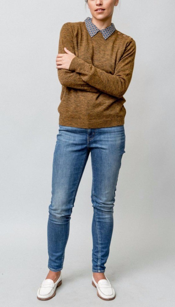 WOMEN'S 33% SUPERFINE ALPACA, 32% EXTRAFINE MERINO WOOL, 35% POLYAMIDE KNITTED SWEATER ( PULLOVER )