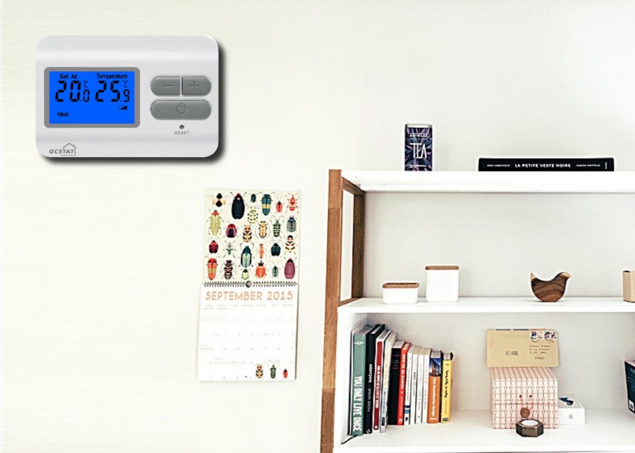 230V Omron Relay Universal Wired Room Thermostat With Push Buttons