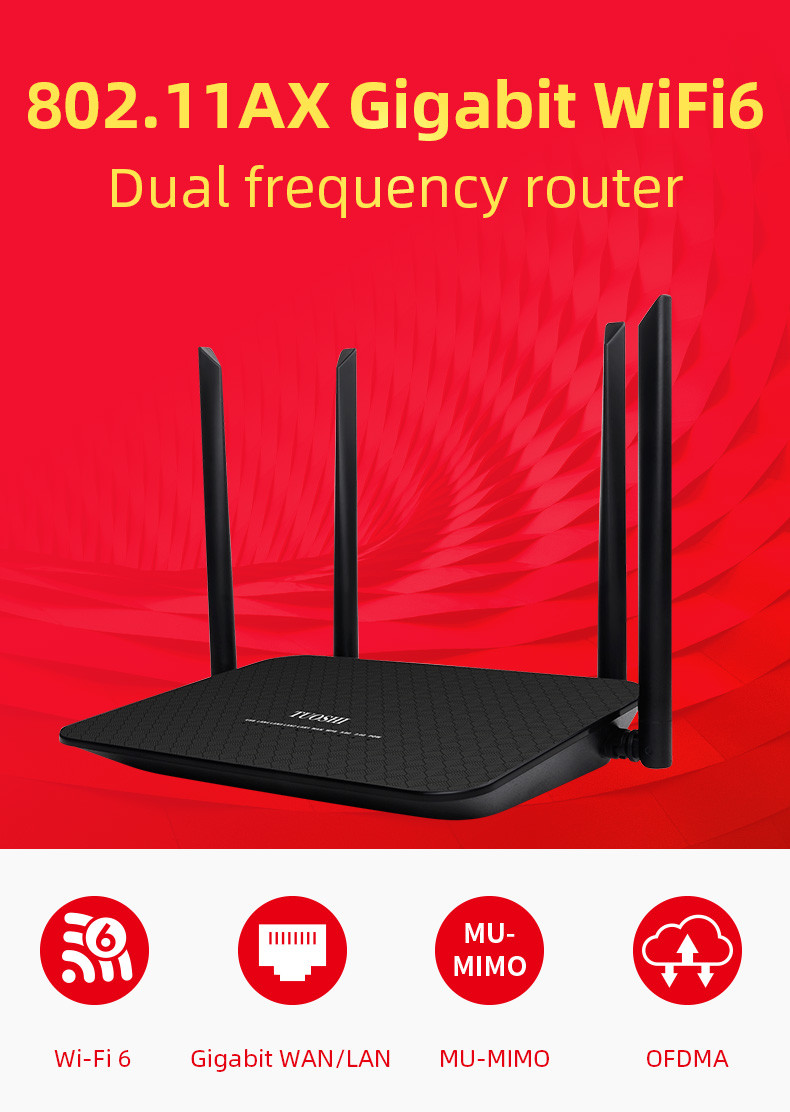 802.11ax WiFi 6 Gigabit Router 4 Antenna Dual Band Gigabit Router