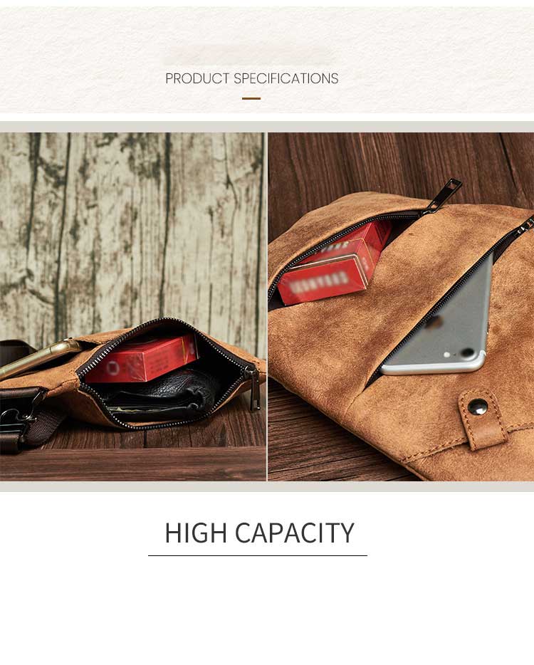 None Pattern Type Genuine Leather Minibook Crazy Horse Leather Messenger Bag for Man