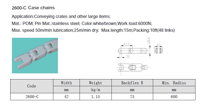 2600C closed top flexible chain