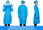 Blue Disposable Isolation Clothing , Waterproof SMS Disposable Isolation Gown