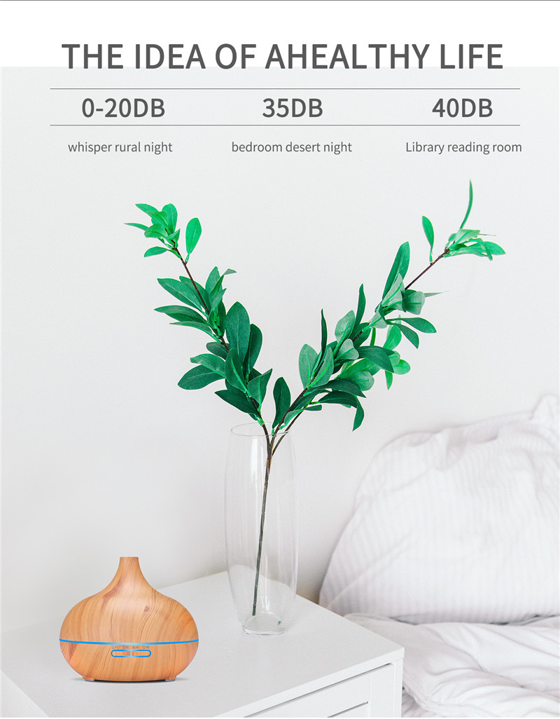 HomeFish Wood Grain USB Ultrasonic Aroma Humidifier Mist Output 30ml/H