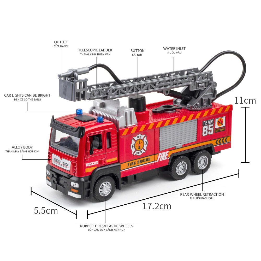 Children's Toys with Pull Back Action Sound Light and Water Spray No Battery Required