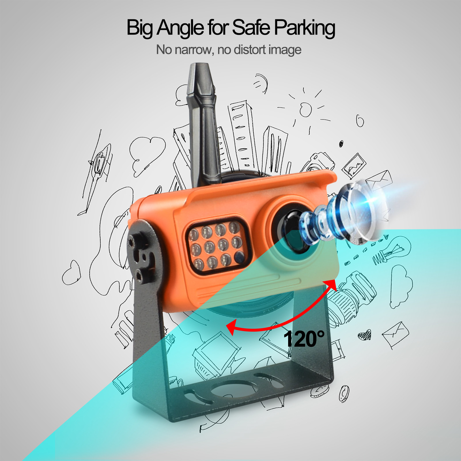 7" Screen 1650ft Truck Wireless Backup Camera Waterproof IP69K