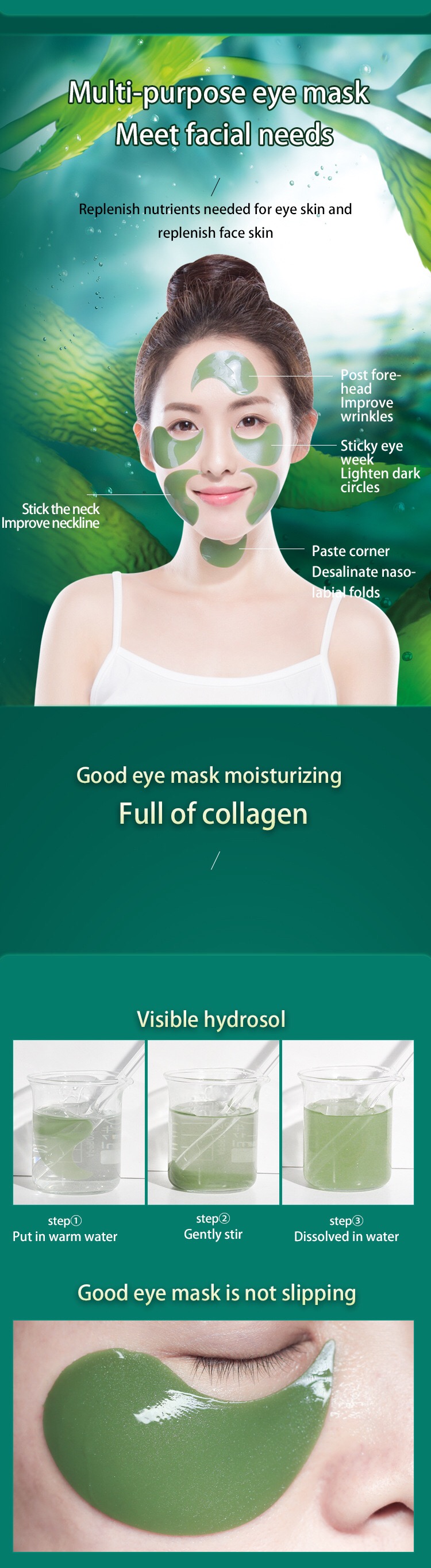 Private Label Eyecare Cosmetics Collagen Eye Pads For Dark Circles