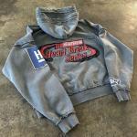Custom Reversible Stitch Hoodie Applique Distressed Embroidery Stone Wash