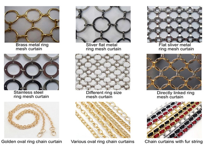 Decorative Mesh Shower SUS304 Metal Door Chain Link Fly Curtain 3x3