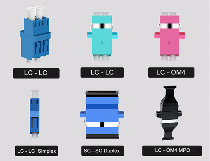 LC/UPC Fiber Optic Cable Adapter Duplex MM OM4 Flanged Violet Mikrolink OM4 Fiber