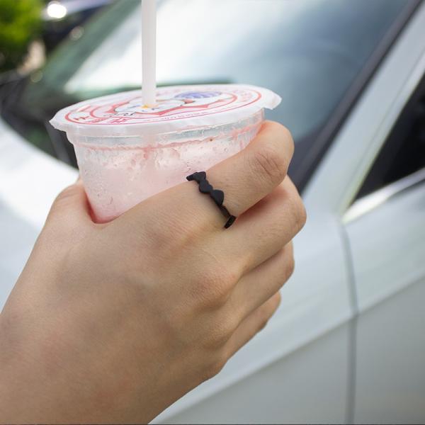 Women's Thin Heart Shape Silicone Wedding Bands 6mm Wide 2mm Thick