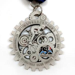 China Custom Hollow Out Personalised Cycling Medals With Matt Nickel Plating wholesale