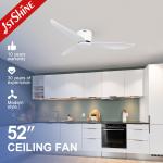 White Modern Flush Mount Ceiling Fan , DC Motor Kitchen Fan Light