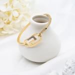 Alloy Gold Zircon Bracelet 62mm Inner Diameter Round Hoop For Gift Party