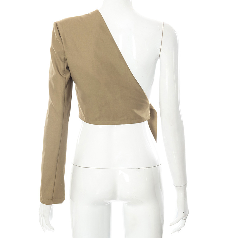 Oem Factory Manufacturer Custom Logo Solid Suit Jacket One-Shoulder Single Long-Sleeved Women Fancy coats