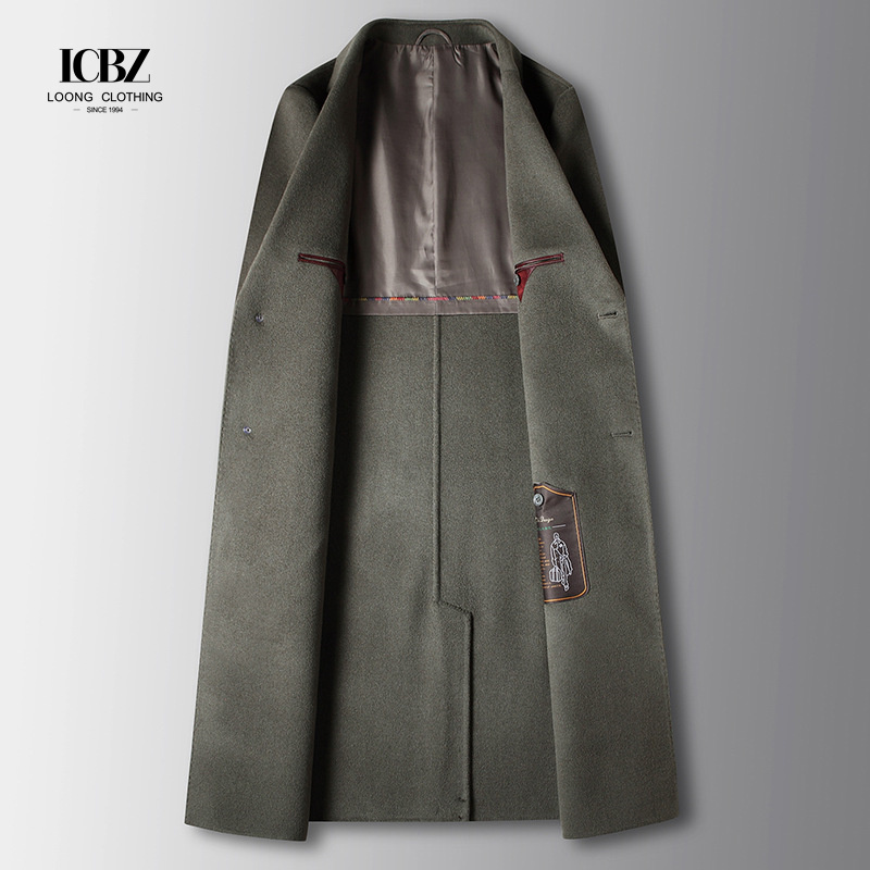 Wool Jacket Coat for Men Single Breasted Business Turn Down Collar Long Sleeve Regular