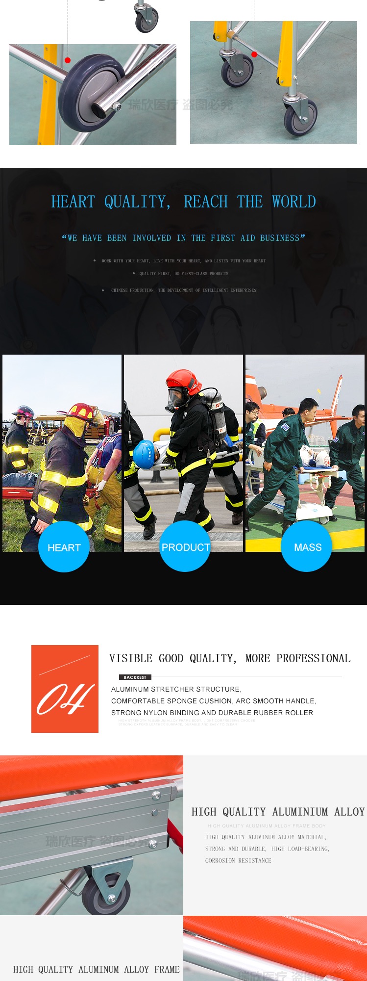Customized Ambulance Folding Stretcher With Wheels Ambulance Bed Stretcher