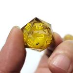 Yellow Flow Sand Resin Polyhedral Dice Handcraft 7PCS