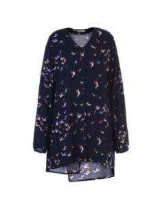 China Long Fashion Ladies Blouse Stylish Women'S Blouses With Back Slit Hem wholesale