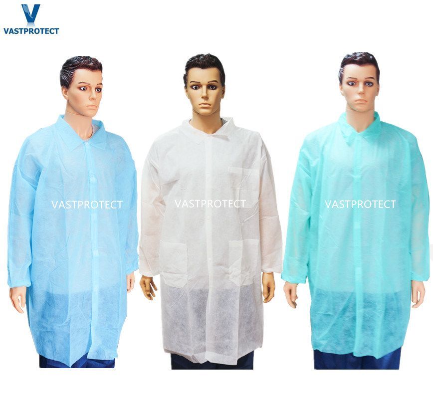 White Disposable Polypropylene Lab Coats Size M L XL 2XL