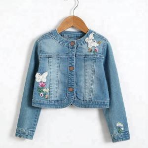 China New Promotion Embroidery Long sleeve denim jacket kids wholesale