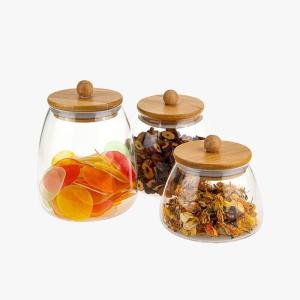 China Borosilicate Stripe Glass Storage Jars Kitchen Storage Glass Tea Canister wholesale