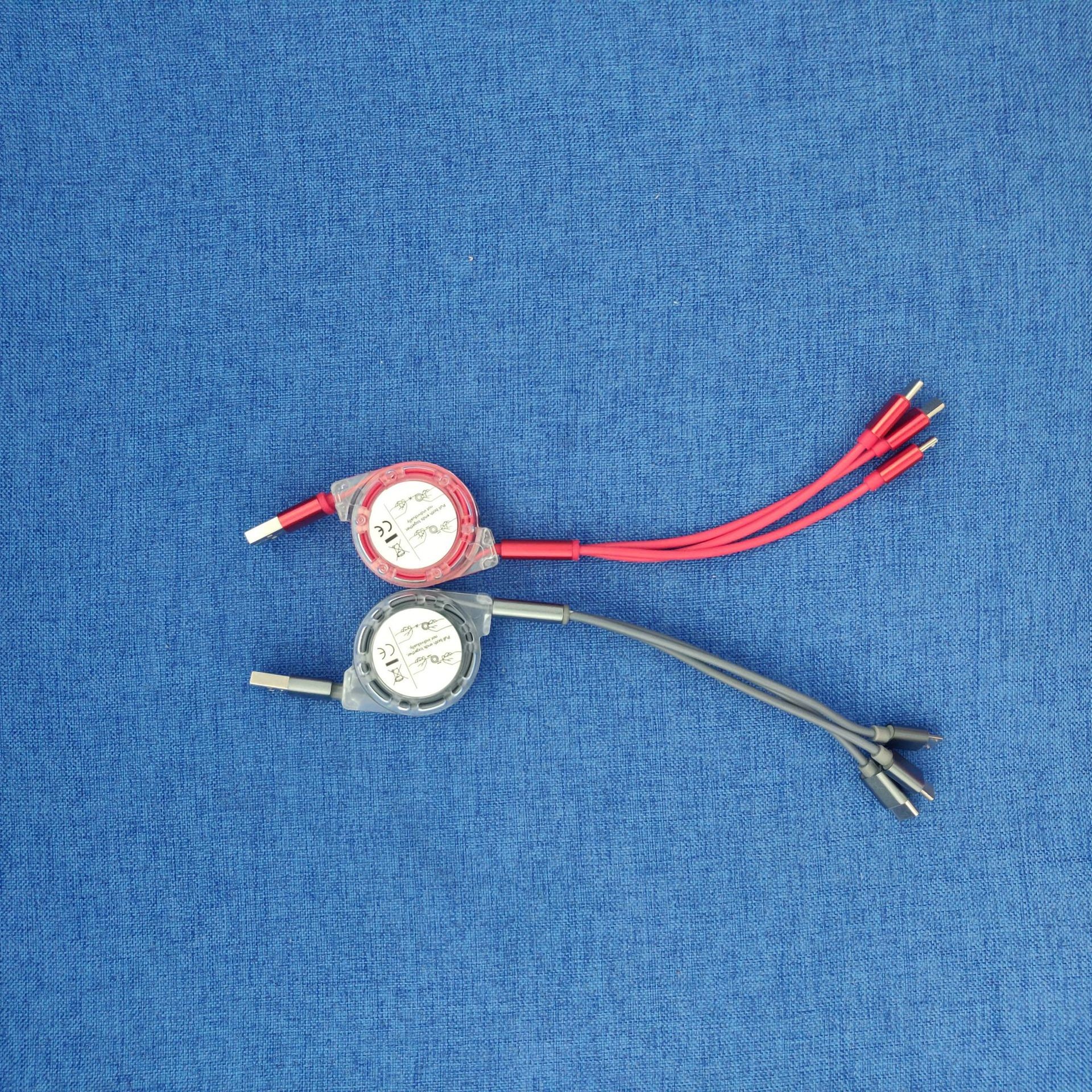 ABS 2.1A Mobile Phones Accessories Universal 3 In 1 Retractable Charging Cable
