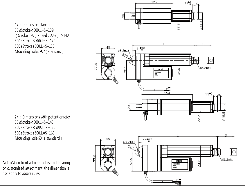 24v input voltage 300mm travel linear actuator for mini auto-loader