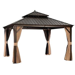 China Aluminum Gazebo Villa Yard With Curtains And Netting Outdoor Hardtop Gazebo wholesale